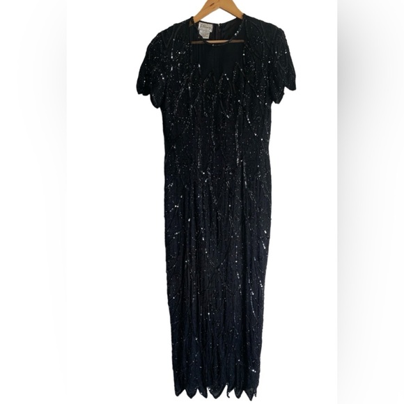 Vintage Stenay 100% Silk Beaded Sequin Long Gown Dress Evening Women’s Size 8 - Picture 15 of 15